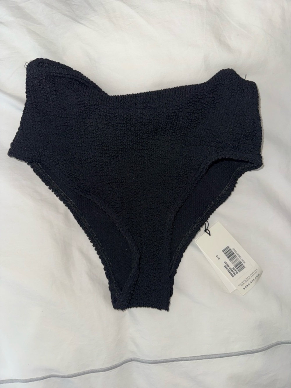 bond-eye Black High-Waist Textured Bikini Bottom